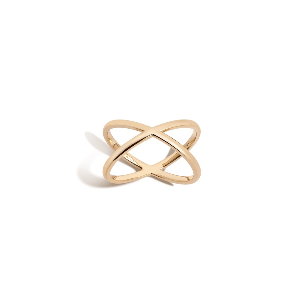 Aurate 14k Solid Gold Crossover Ring Sz 8